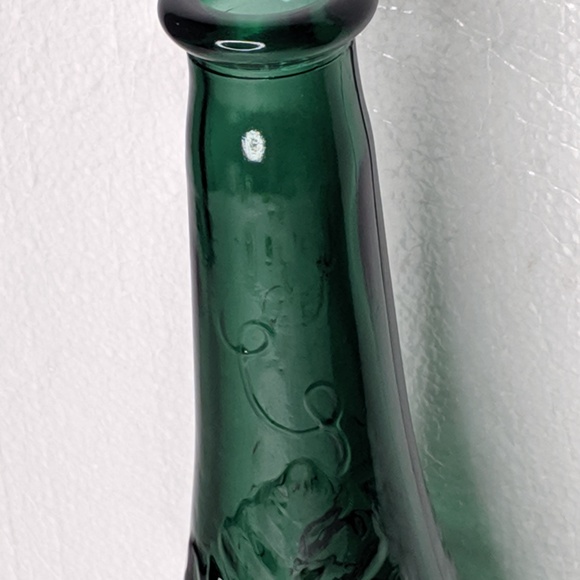 VTG DABS Green Bottle Vase Embossed Fruit Portugal - Picture 7 of 8